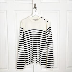Millstrand Co. Adrie Striped Button Shoulder Sweater Wool Blend NWT